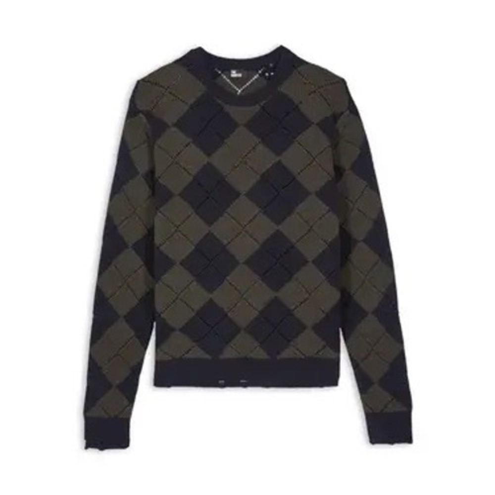 The Kooples‎ NEW Argyle Knit Sweater Mens XL Crew Neck Long Sleeve Green/Blue